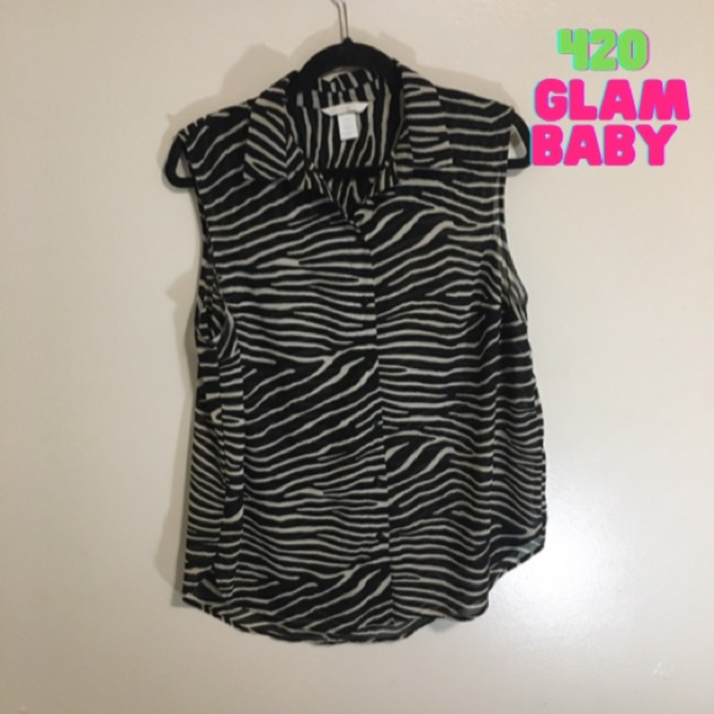H&M Zebra Print Sleevless Blouse